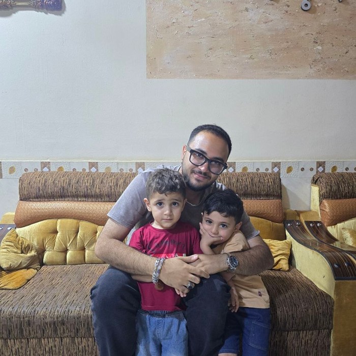 Hussein with his cousins